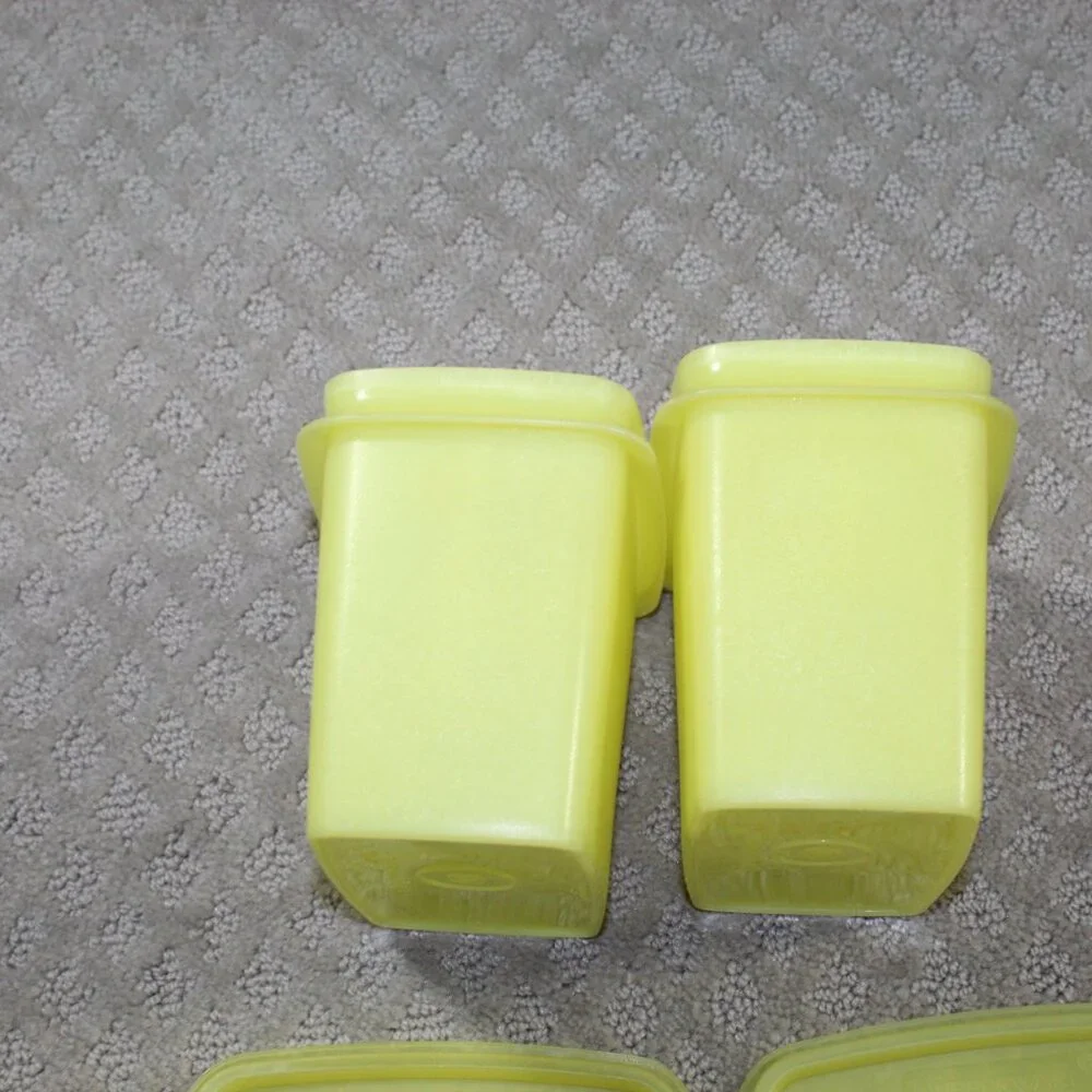 Vintage Tupperware Mid Century Set of 2 (4 piece) Yellow Rectangular Containers